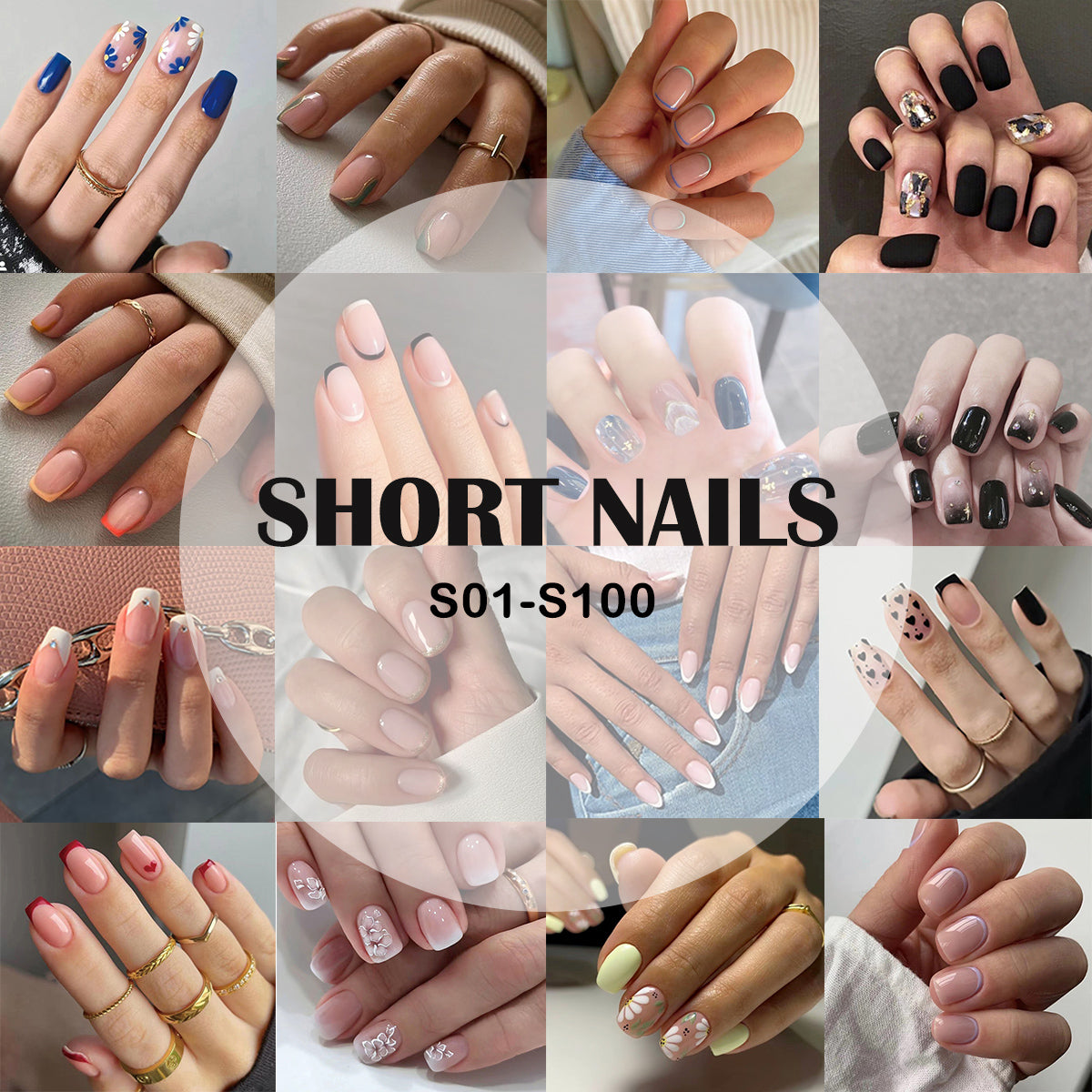 【Buy 3 Get 1 Free】S1-S100 Short Nails Press On Nails 24Pcs