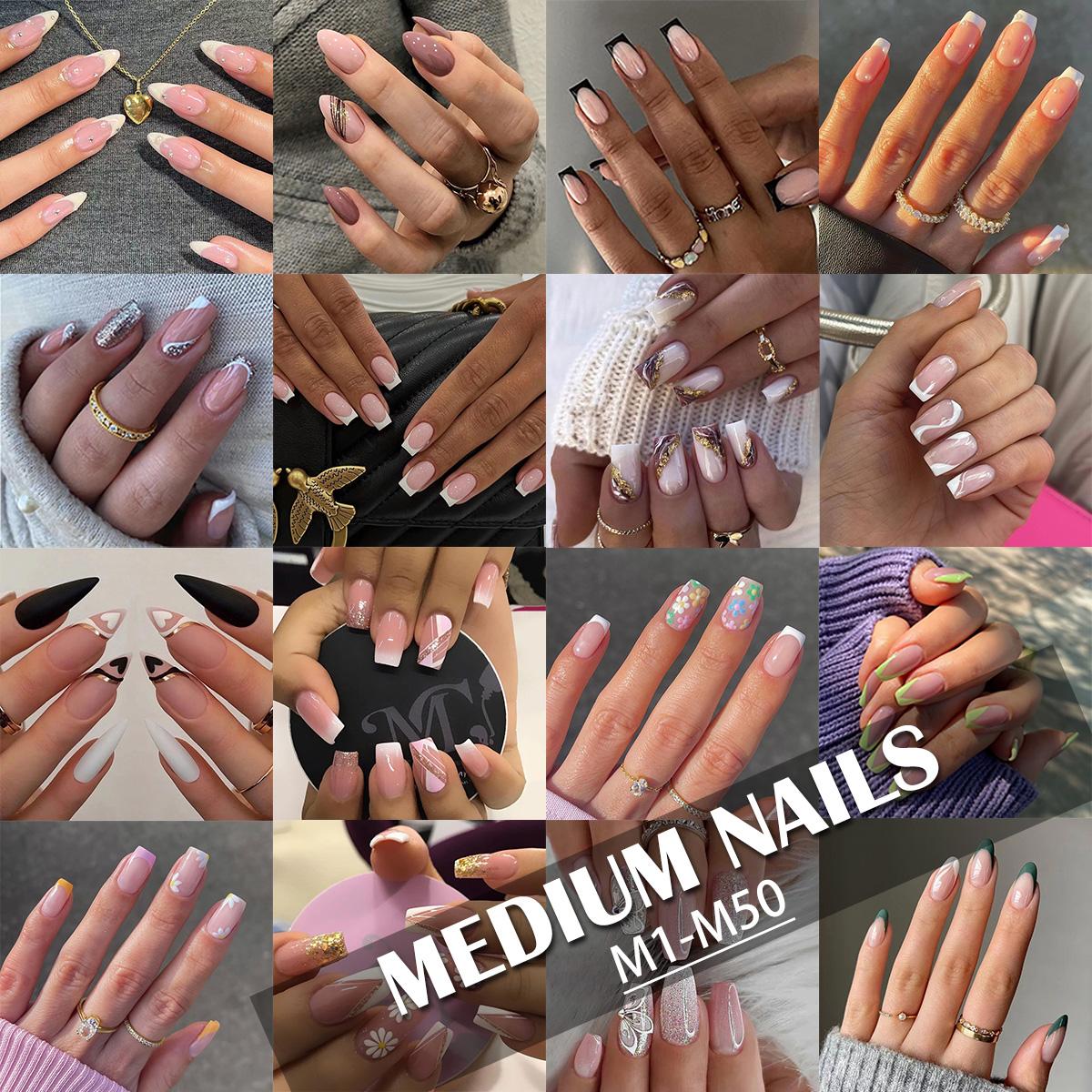 M1-M50  Press On Nails s 24Pcs Reusable Waterproof